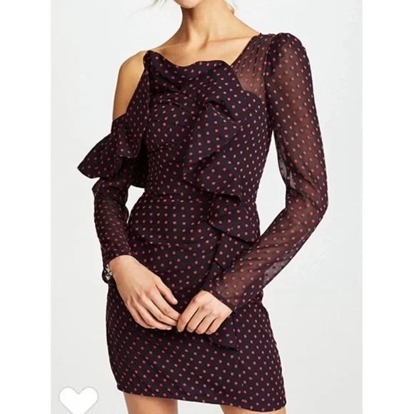 self portrait plumetis mini dress self-portrait Off Shoulder Plumetis Mini Dress in Navy & Red